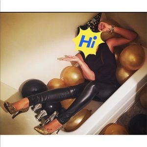 Gap black FAUX leather skinny low rise pants